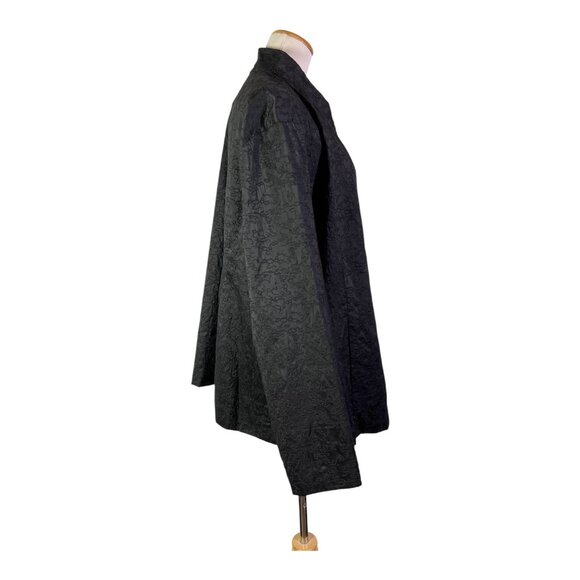 Eileen Fisher Woman Plus Size 3X Black Open-Front Jacket Silk Textured Design - Picture 6 of 12